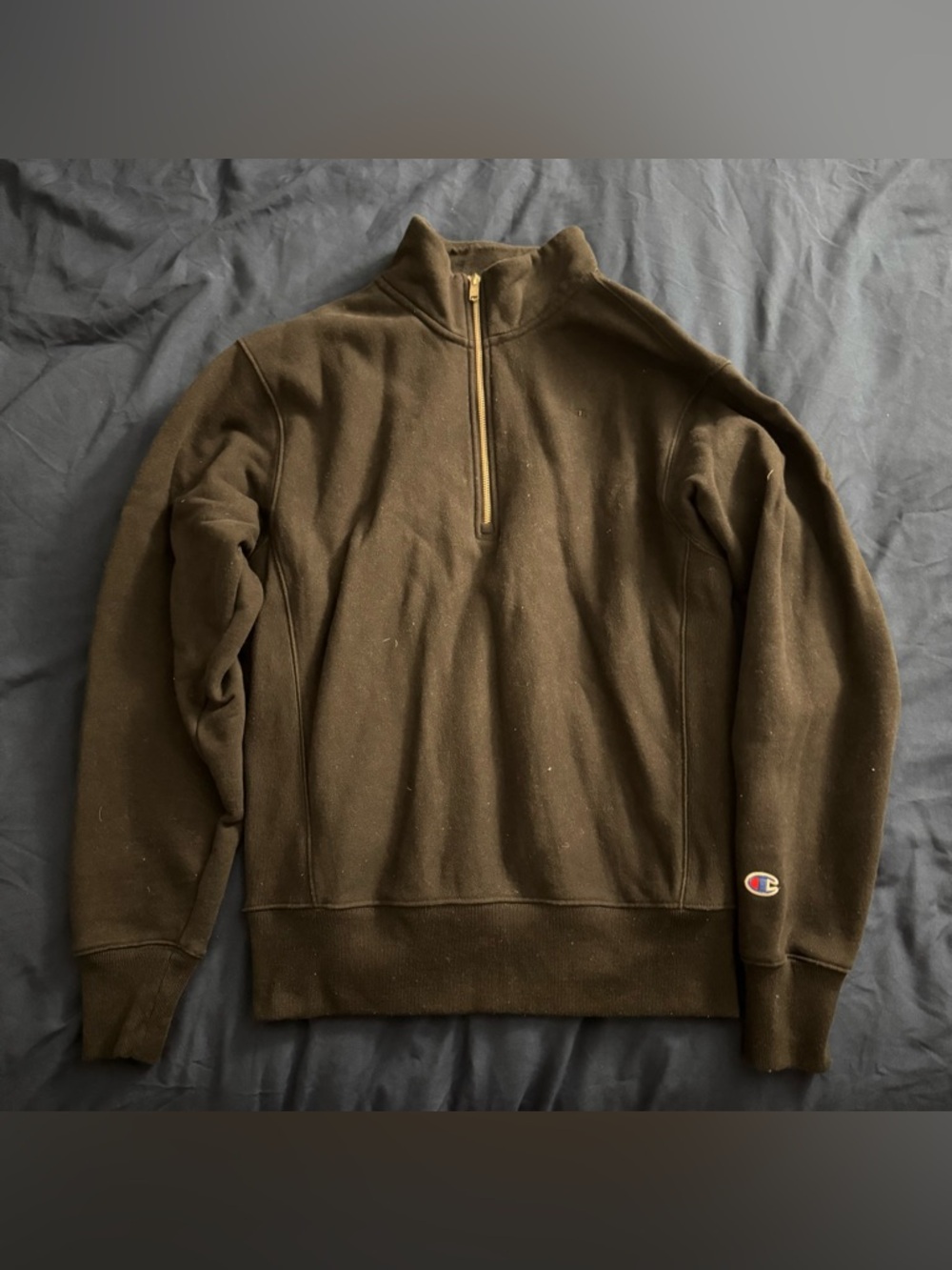Champion Men's Olive Brown Half-Zip Sweater